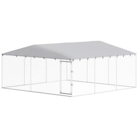15' x 15' x 7' Dog Kennel Outdoor for Small Medium Large Dogs with Waterproof Roof, Silver (Option: Silver-1850x330x180 mm)